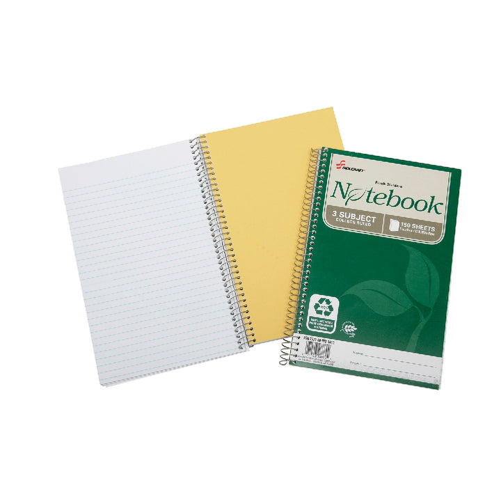 Image of Skilcraft 100% Post-Consumer Recycled Spiral Notebooks and Steno Pads, College Ruled, 9-1/2" x 6" - 150 Sheets