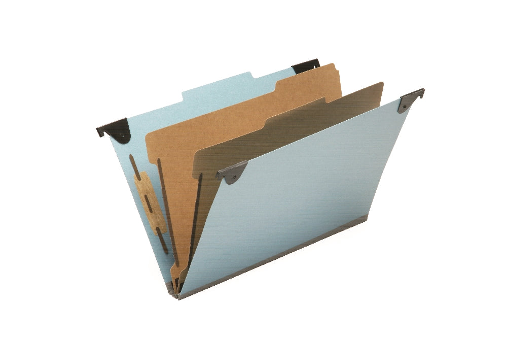 Image of Hanging Classification File Folders, 2 Dividers, 6 Sections, Legal, Light Blue