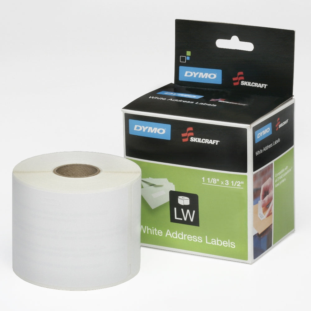 Image of Dymo/Skilcraft Address Labels, 1-1/8" x 3-1/2", Black on White