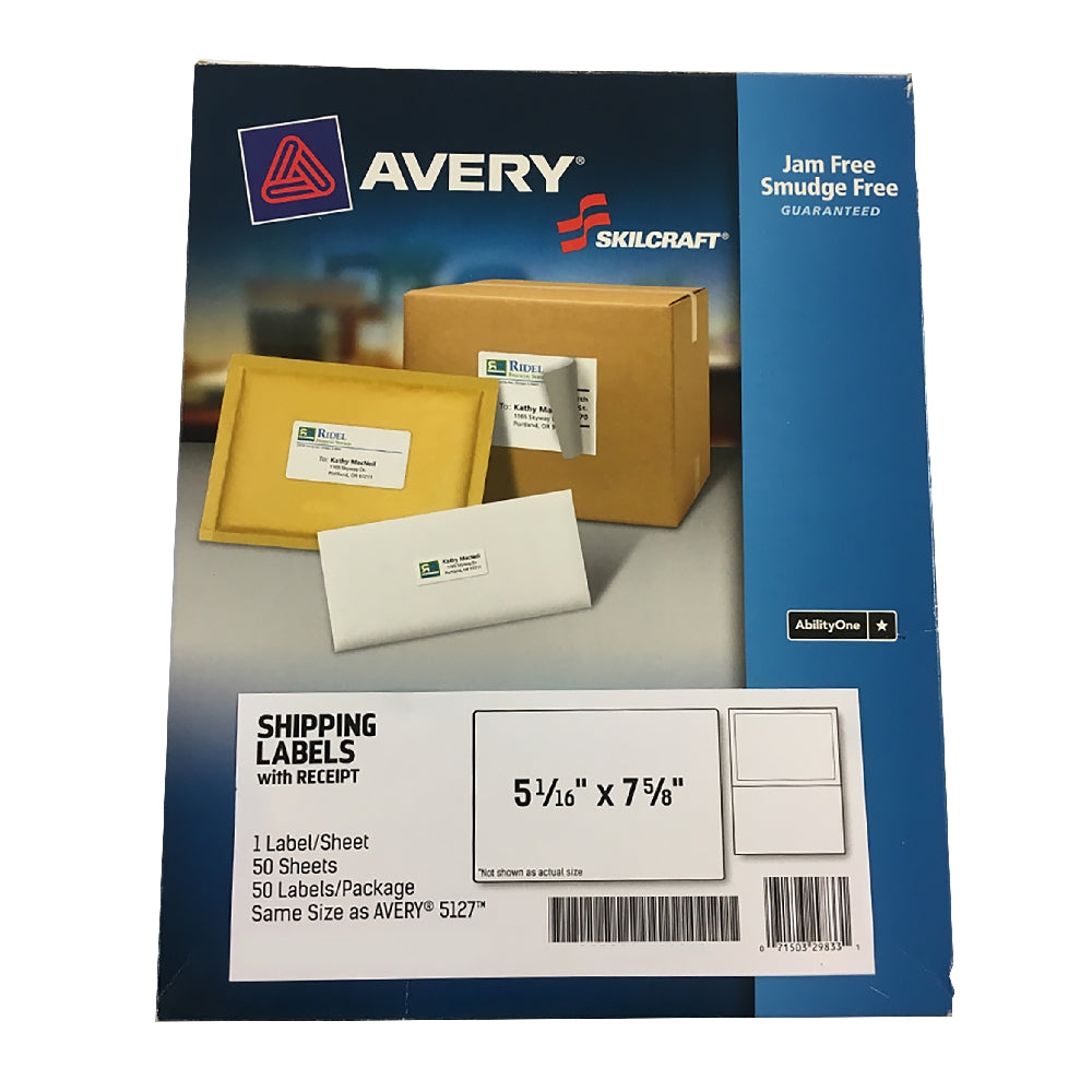 Image of Shipping Label with Receipt, 1/Sheet, 50 Labels