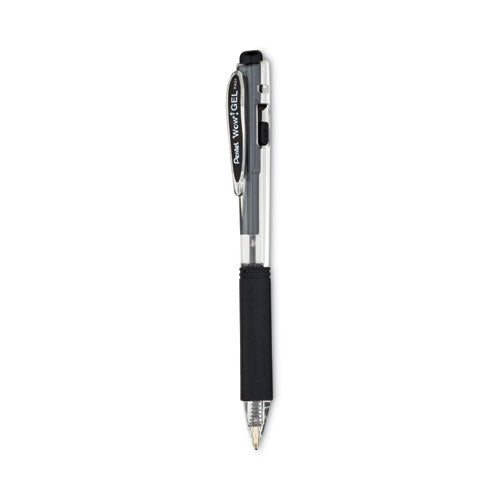 Image of Pentel® Wow! Gel Pen, Retractable, Medium 0.7 Mm, Black Ink, Clear/black Barrel, Dozen