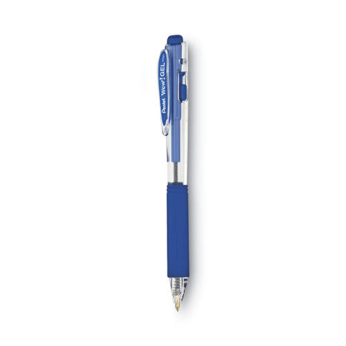 Image of Pentel® Wow! Gel Pen, Retractable, Medium 0.7 Mm, Blue Ink, Clear/blue Barrel, Dozen
