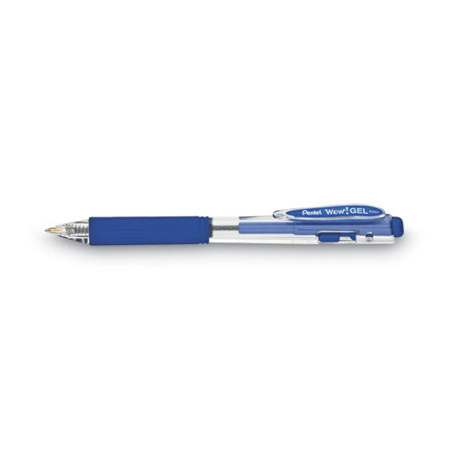 Image of Pentel® Wow! Gel Pen, Retractable, Medium 0.7 Mm, Blue Ink, Clear/blue Barrel, Dozen