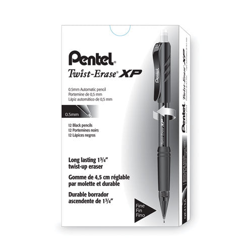 Image of Pentel® Twist-Erase EXPRESS Mechanical Pencil, 0.5 mm, HB (#2), Black Lead, Black Barrel, Dozen