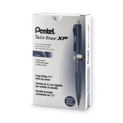 Image of Pentel® Twist-Erase EXPRESS Mechanical Pencil, 0.7 mm, HB (#2), Black Lead, Blue Barrel, Dozen