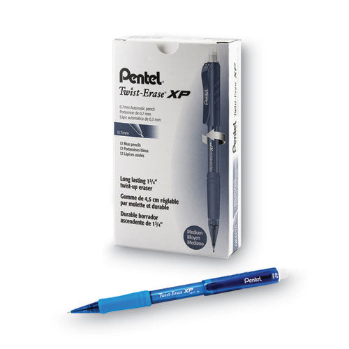 Image of Pentel® Twist-Erase EXPRESS Mechanical Pencil, 0.7 mm, HB (#2), Black Lead, Blue Barrel, Dozen
