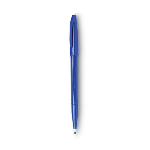Image of Pentel Arts® Sign Pen Fine Point Color Marker, Extra-Fine Bullet Tip, Blue, Dozen
