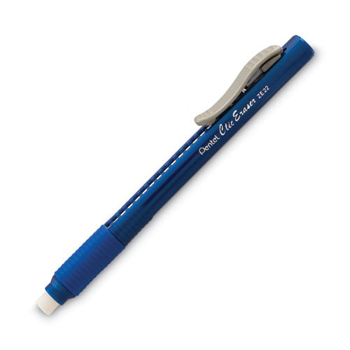 Image of Pentel® Clic Eraser Grip Eraser, For Pencil Marks, White Eraser, Blue Barrel