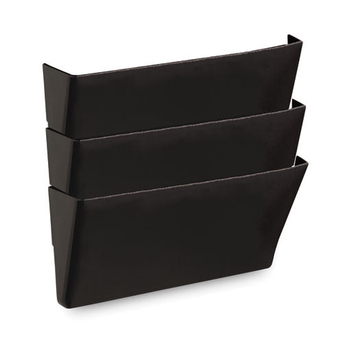Image of Universal® Wall File Pockets, 3 Sections, Letter Size,13" x 4.13" x 14.5", Black, 3/Pack