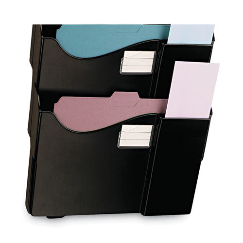 Image of Universal® Grande Central Filing System, 4 Sections, Legal/Letter Size, Wall Mount, 16.63" x 4.75" x 27.5", Black, 4/Pack