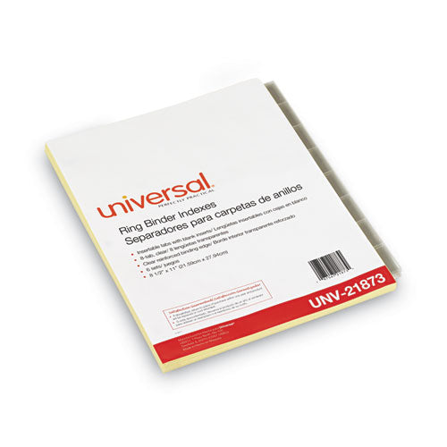Image of Universal® Insertable Tab Index, 8-Tab, 11 x 8.5, Buff, Clear Tabs, 6 Sets