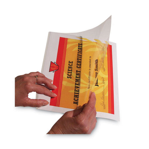 Image of C-Line® Quick Cover Laminating Pockets, 12 Mil, 9.13" X 11.5", Gloss Clear, 25/box