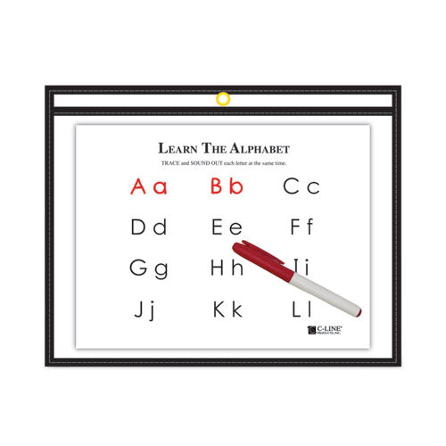 Image of C-Line® Reusable Dry Erase Pockets, 12 X 9, Black