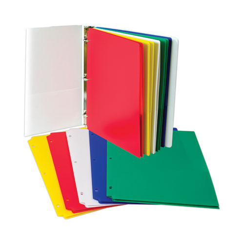 Image of C-Line® Two-Pocket Heavyweight Poly Portfolio Folder, 3-Hole Punch, 11 X 8.5, Assorted, 10/pack