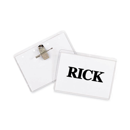 Image of C-Line® Name Badge Kits, Top Load, 3 1/2 X 2 1/4, Clear, Combo Clip/pin, 50/box