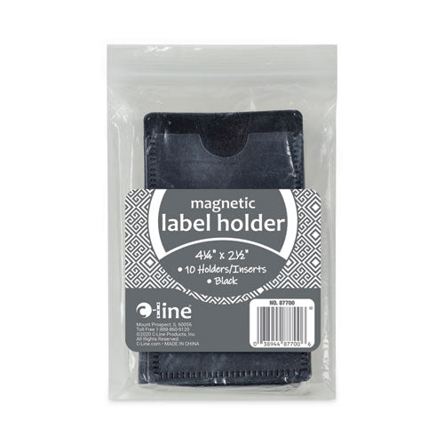 Image of C-Line® Slap-Stick Magnetic Label Holders, Side Load, 4.25 X 2.5, Black, 10/pack