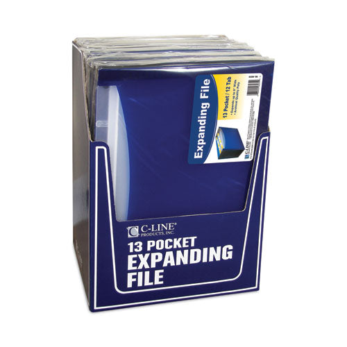 Image of C-Line® 13-Pocket Expanding File, 9.25" Expansion, 13 Sections, 1/6-Cut Tabs, Letter Size, Blue