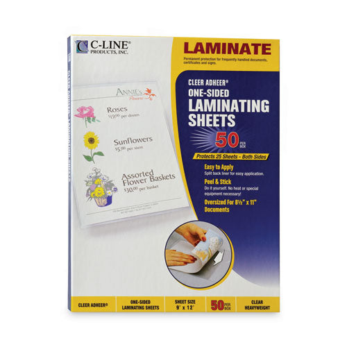 Image of C-Line® Cleer Adheer Self-Adhesive Laminating Film, 2 Mil, 9" X 12", Gloss Clear, 50/box