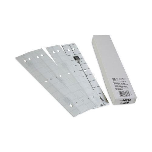 Image of C-Line® Self-Adhesive Attaching Strips, 3-Hole Punched, 1 x 11, Clear, 200/Box