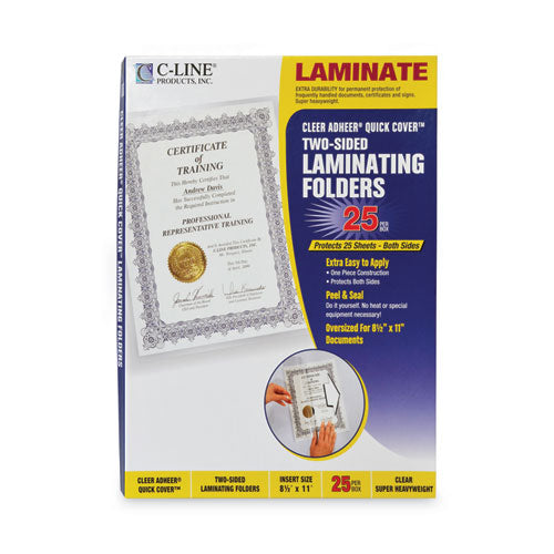 Image of C-Line® Quick Cover Laminating Pockets, 12 Mil, 9.13" X 11.5", Gloss Clear, 25/box