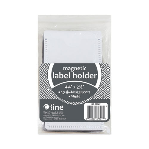 Image of C-Line® Slap-Stick Magnetic Label Holders, Side Load, 4.25 X 2.5, White, 10/pack