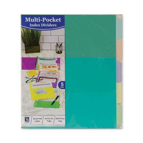 Image of C-Line® Index Dividers With Multi-Pockets, 5-Tab, 11.5 X 10, Assorted, 1 Set