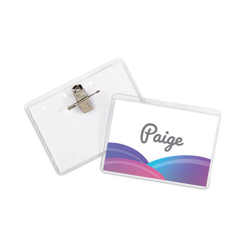 Image of C-Line® Name Badge Kits, Top Load, 3 1/2 X 2 1/4, Clear, Combo Clip/pin, 50/box