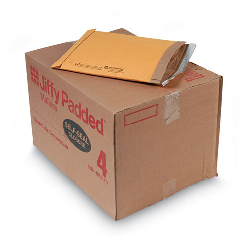 Image of Sealed Air Jiffy Padded Mailer, #4, Paper Padding, Self-Adhesive Closure, 9.5 x 14.5, Natural Kraft, 100/Carton
