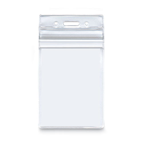 Image of Advantus Resealable ID Badge Holders, Vertical Orientation, Transparent Frost 2.68" x 5" Holder, 2.38" x 3.75" Insert, 50/Pack