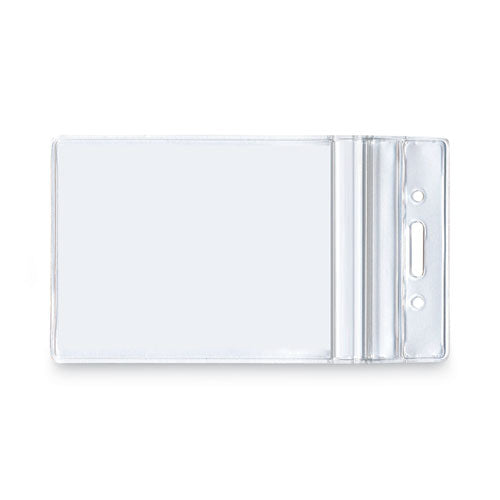 Image of Advantus Resealable ID Badge Holders, Vertical Orientation, Transparent Frost 2.68" x 5" Holder, 2.38" x 3.75" Insert, 50/Pack