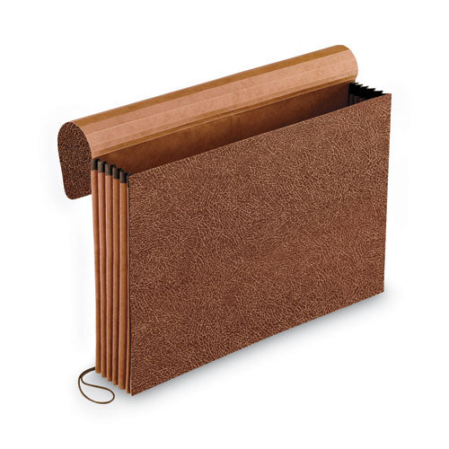 Image of Pendaflex® Standard Expanding Wallet with Fiber Gussets, 5.25" Expansion, 1 Section, Elastic Cord Closure, Legal Size, Red Fiber
