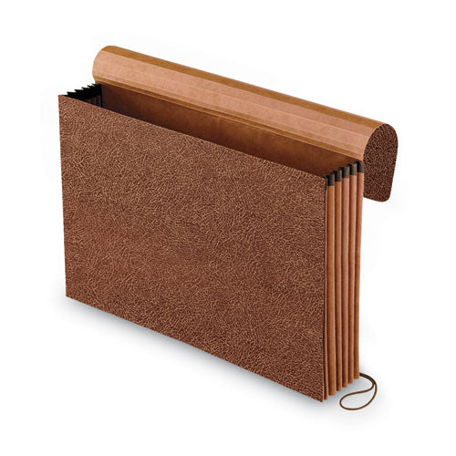 Image of Pendaflex® Standard Expanding Wallet with Fiber Gussets, 5.25" Expansion, 1 Section, Elastic Cord Closure, Legal Size, Red Fiber