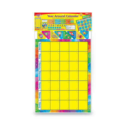 Image of TREND® Year Around Calendar Bulletin Board Set, 12-Month Calendar, 22" x 17", Assorted Colors, 106/Set