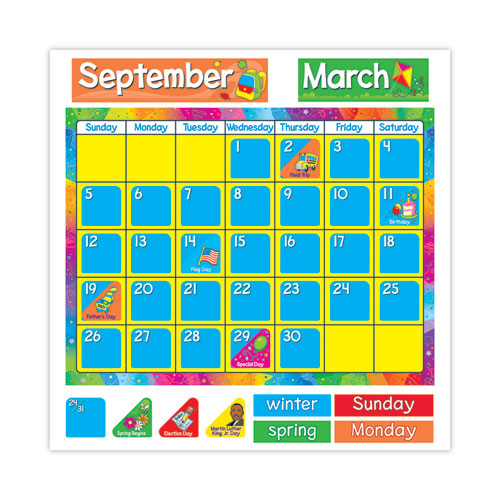 Image of TREND® Year Around Calendar Bulletin Board Set, 12-Month Calendar, 22" x 17", Assorted Colors, 106/Set