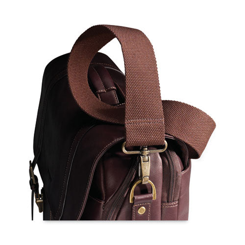 Image of Samsonite® Leather Flapover Case, Fits Devices Up to 15.6", Leather, 16 x 6 x 13, Brown