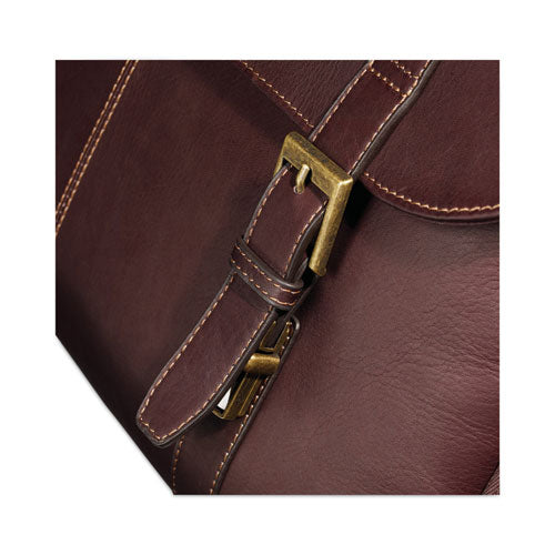 Image of Samsonite® Leather Flapover Case, Fits Devices Up to 15.6", Leather, 16 x 6 x 13, Brown