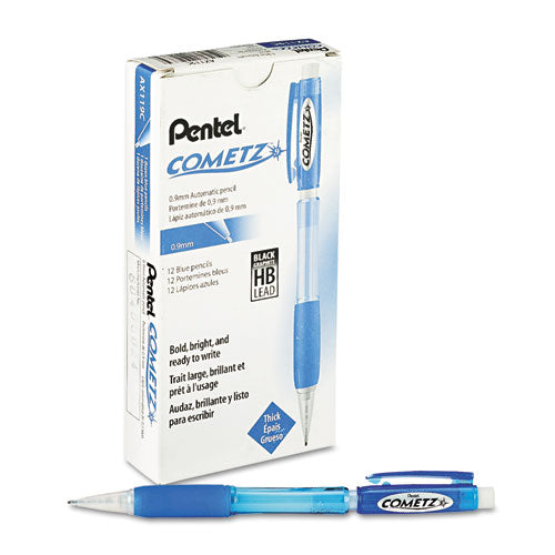 Image of Pentel® Cometz Mechanical Pencil, 0.9 mm, HB (#2), Black Lead, Blue Barrel, Dozen