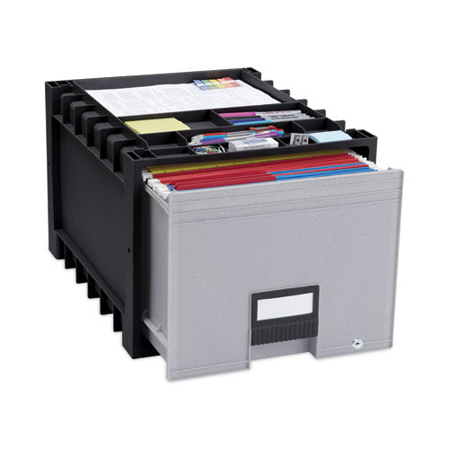 Image of Storex Archive Storage Drawers With Key Lock, Letter Files, 15.25" X 18" X 11.5", Black/gray
