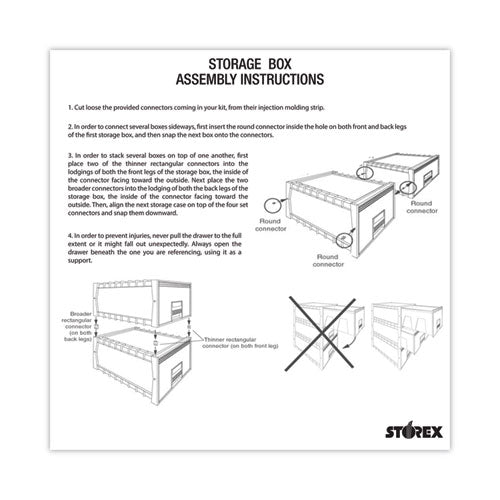Image of Storex Archive Storage Drawers With Key Lock, Letter Files, 15.25" X 18" X 11.5", Black/gray