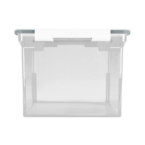 Image of Storex Portable File Tote With Locking Handles, Letter/legal Files, 18.5" X 14.25" X 10.88", Clear/silver