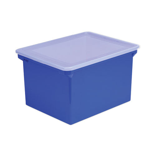 Image of Storex Plastic File Tote, Letter/legal Files, 18.5" X 14.25" X 10.88", Blue/clear