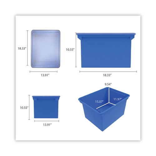 Image of Storex Plastic File Tote, Letter/legal Files, 18.5" X 14.25" X 10.88", Blue/clear