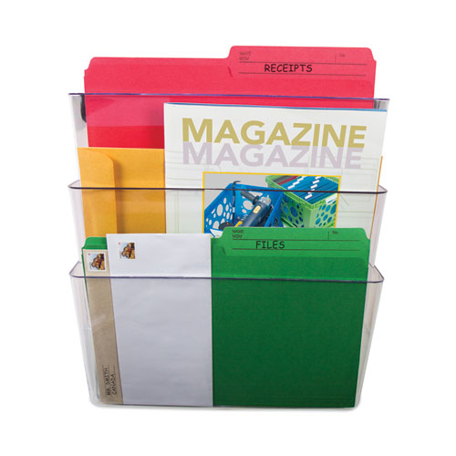 Image of Storex Wall File, 3 Sections, Letter Size, 13" x 4" x 14", Clear, 3/Set