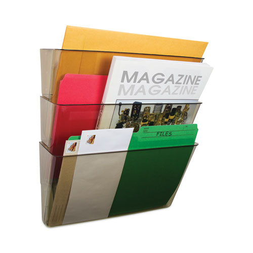 Image of Storex Wall File, 3 Sections, Letter Size, 13" x 4" x 14", Smoke, 3/Set