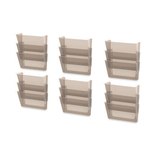 Image of Storex Wall File, 3 Sections, Legal Size, 16" x 4" x 14", Smoke, 3/Set