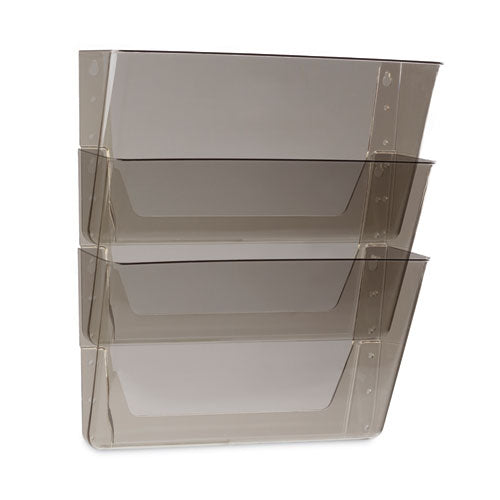 Image of Storex Wall File, 3 Sections, Legal Size, 16" x 4" x 14", Smoke, 3/Set