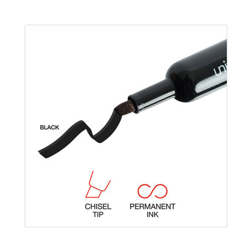 Image of Universal Chisel Tip Permanent Marker, Broad Chisel Tip, Black, Dozen