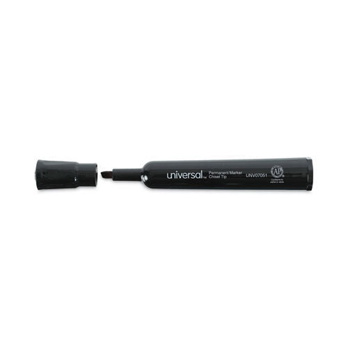 Image of Universal Chisel Tip Permanent Marker, Broad Chisel Tip, Black, Dozen