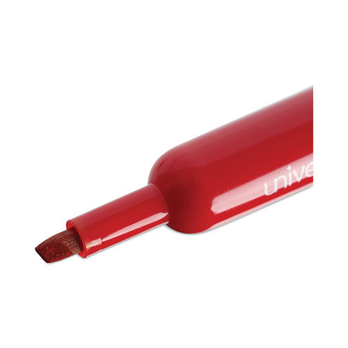 Image of Universal Chisel Tip Permanent Marker, Broad Chisel Tip, Red, Dozen