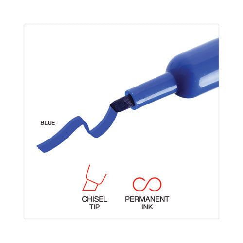 Image of Universal Chisel Tip Permanent Marker, Broad Chisel Tip, Blue, Dozen